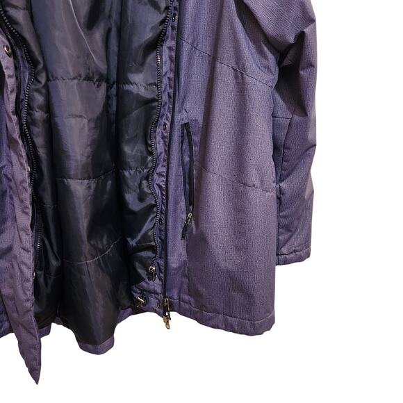 Woman Within Purple Full Zip Quilted Removable Hood Raincoat Jacket Sze 26/28 2X - Picture 5 of 10